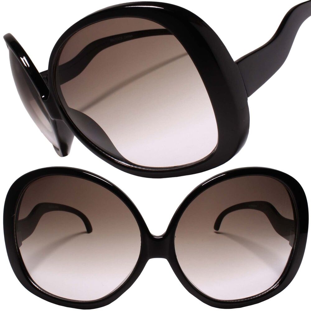 Oversize Square Swan Drop Temple Vintage Butterfly Womens Black Sunglasses